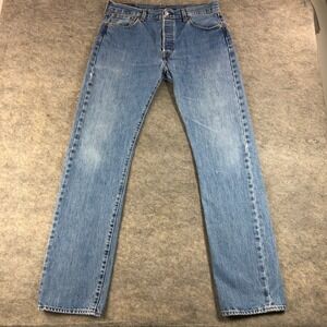 Vintage Levi's 501 Jeans Men's 34x35 Button Fly Blue Denim Mid Rise Medium Wash